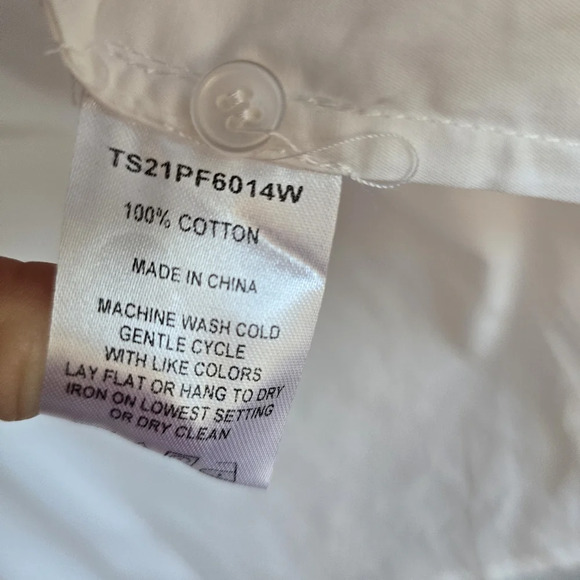 The Shirt Rochelle Behrens New White Tassel Cotton Button Front Shirt Size XL - Picture 10 of 11